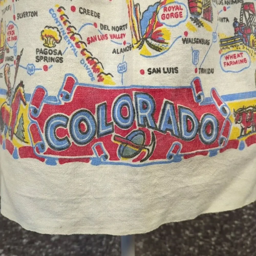 Vintage 40s/50s Colorado‎ State Landmarks Souvenir Travel Kitchen Apron